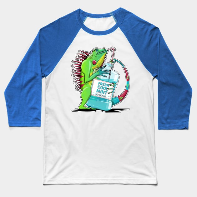 Iguana Bathroom Humor Baseball T-Shirt by InTheWashroom